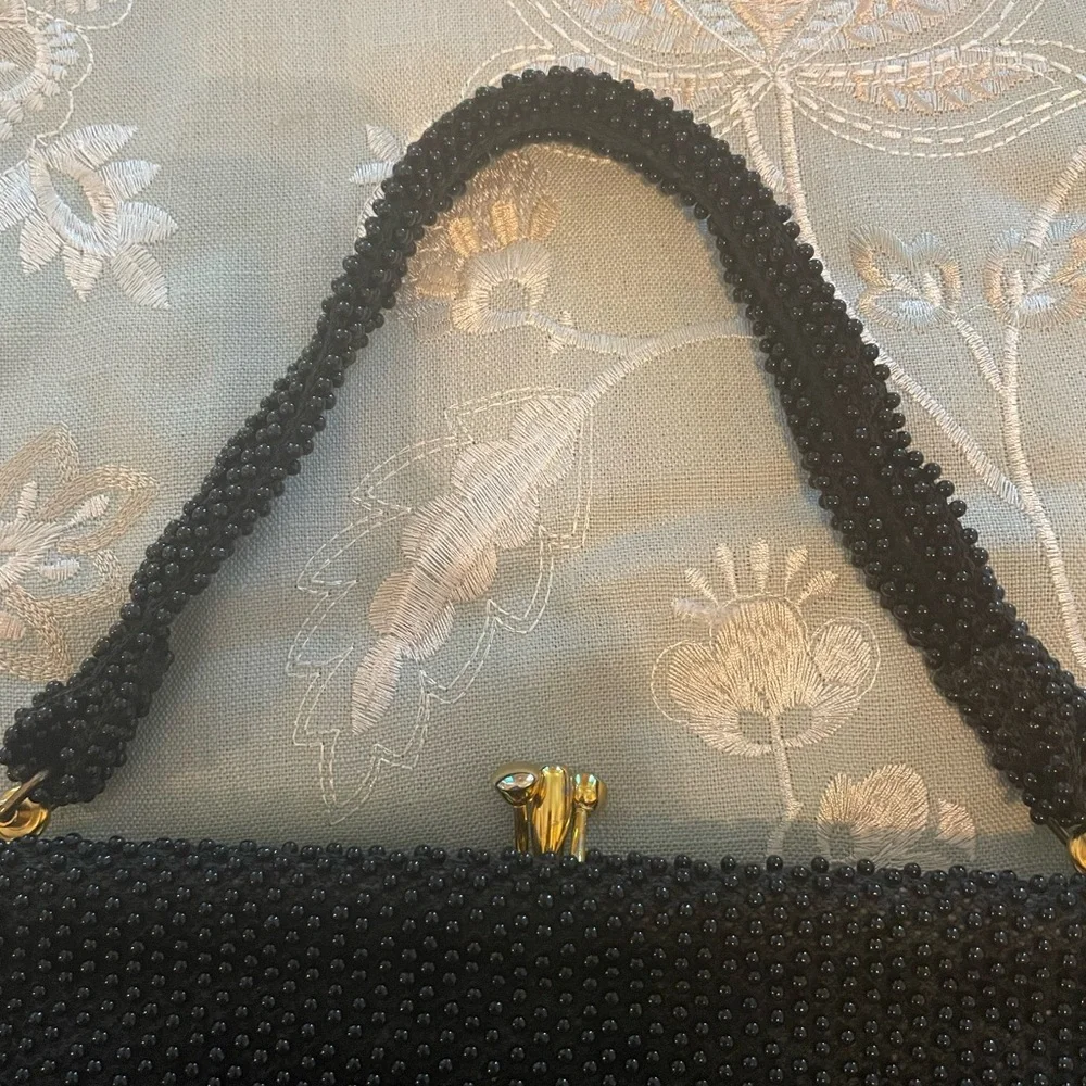 Black Beaded Corde’ Bead Vintage Bag - Picture 8 of 14